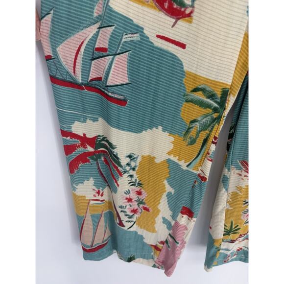 True Destinations Wide Leg Palazzo Pants Resort Wear Beach Tropical Sailboat S - Picture 5 of 9